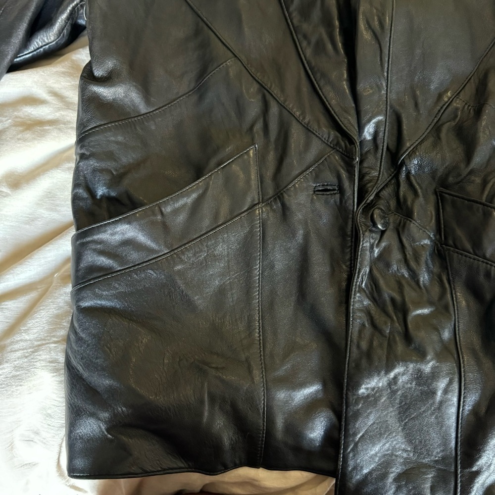Vintage Leather Blazer Jacket 1980s - Picture 10 of 12